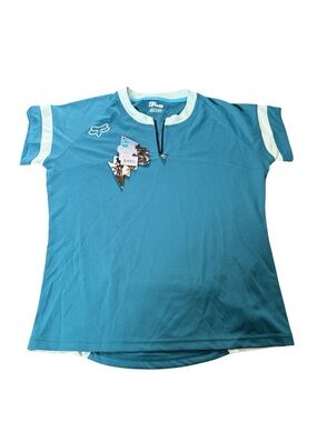 NWTS Fox Racing Womens Teal Short Sleeve Dirt Bike Top, sz L
